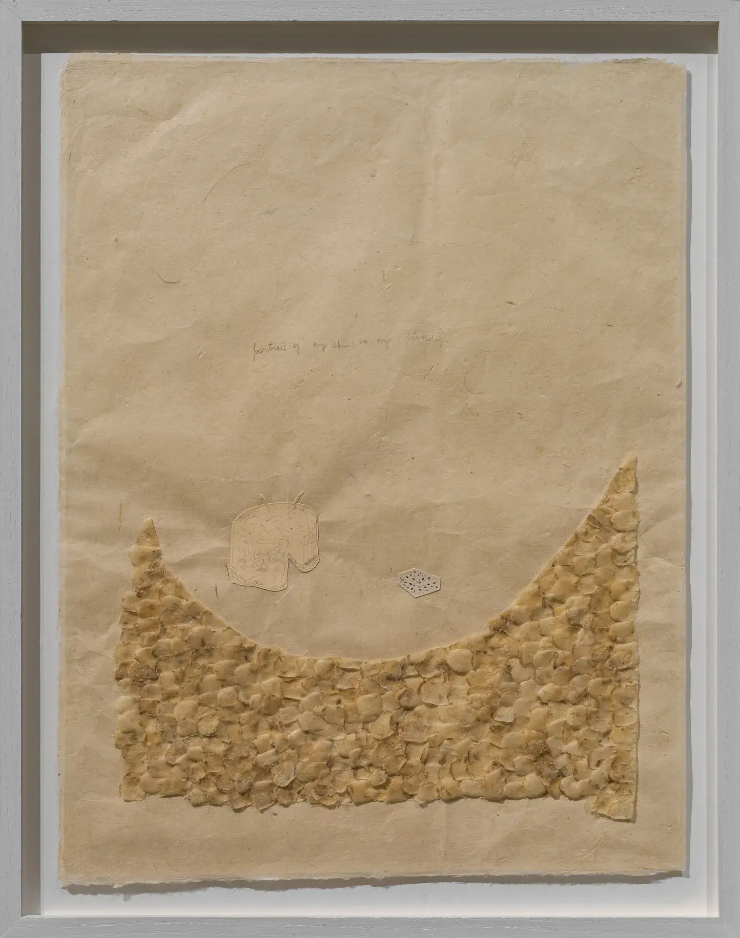 Hybrid Set Up II, 2022<br>
Material: Pencil, watecolour and fish scales on rice paper
Dimension: 15 x 11 inches/ 38 x 28 cm
